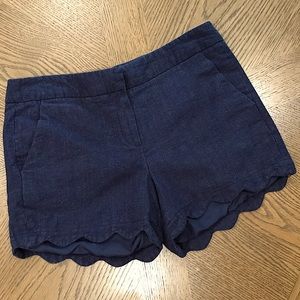 Linen/cotton scalloped shorts